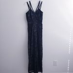 BCBGeneration Shimmer Burnout Sheer Strappy Jumpsuit Black Whimsigoth Witchy Photo 1