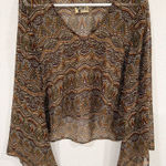 Show Me Your Mumu Bell Sleeve Geometric Dots Blouse Size Small EUC Photo 0