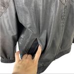 VTG Comint Leather Jacket with croc details and shoulder pads Size Large Brown Photo 4