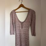 Free People Sweater Dress Body Con Stretch Dusty Rose Henley Size S Boho Y2K Photo 3