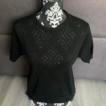 Lord and Taylor Black Knit Short Sleeve Top Size Petite Medium Photo 0