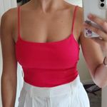 ZARA Hot Pink Ribbed Bodysuit Spaghetti Straps Photo 5