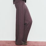 ZARA  NWT burgundy soft elastic waistband straight leg knit casual pants Photo 4