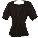 Current Air NWT Anthropologie Black Barnette Puff Sleeved Top Tie Photo 3