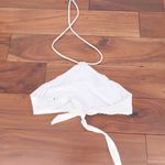 ASOS DESIGN White Halter Neck Triangle Bikini Top Tie Back Size US 2 Photo 3