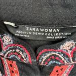 ZARA  Women's XS Premium Denim Collection Floral Embroidered Blouse Ruffled Top Photo 3