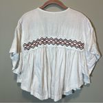 Free People Market Embroidered White V-Neck Tee Top Boho Flowy Medium Photo 10