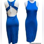 House of Harlow  1960 SLEEVELESS BLUE KNIT BODYCON OPEN BACK RACERBACK DRESS L Photo 1