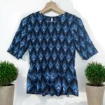 Club Monaco Luceenie Abstract-Print Ruched Peplum Top Photo 4