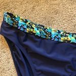 NWOT 24TH OCEAN Navy Blue Green Printed High Waisted Waist Bikini Bottom Large L Photo 1