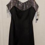 Speechless  Black Rhinestone Fringe Bodycon Mini Dress NWT Size 7 Juniors NWT Photo 0