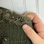 ZARA  Green Textured Weave Zip Jacket Distressed, Stud Detail small K47 Photo 7