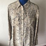 Equipment Femme Snake Print Silk Blouse in Brown/ Tan Size M Photo 3