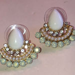Elegant White and Gold Tone Pale Green Boho Earrings Photo 0