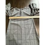 Waverly Grey Windowpane Plaid Tie Sleeve Plaid Shift dress gray Photo 4