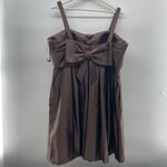 Bill Levkoff  Sz 20 Brown Satin Cocktail Dress Fit & Flare Big Bow Detail Pockets Photo 4