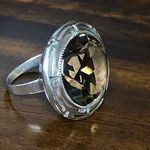 Sterling Silver Faceted Smokey Quartz and  Vintage Cocktail Ring Size 6 Photo 0