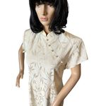 NWT 1990s J.R. Nites Jacquard Qipao Sheath Dress Ivory Floral Petites 10 NWT Size 10P Photo 3
