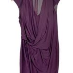 Helmut Lang Purple Maroon Pleated Wrap Cap Sleeve Silk Blend Blouson Dress Siz 2 Photo 0
