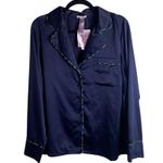 Savage X Fenty Size 1X Pajama Set Navy Blue Button Down Shirt Silky Photo 0