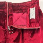 Free People  Crimson Red Velvet Seamed Mini Skirt Rear Zip Button Waist Size 26 Photo 4