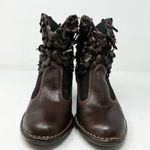 Lobo Solo Bohemian Handmade Leather 3D Floral Boots Brown Size 7 Photo 3