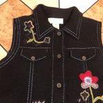 Susan Bristol  vintage hand embroidered floral wool vest size medium Photo 3