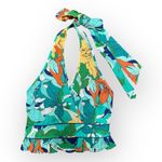 Band of Gypsies NWT Vera Green Floral Halter Crop Top Boho Blouse XS Photo 2