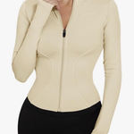 Amazon Brand LUYAA Beige Athletic Slim Fit Zip Up Sweater Photo 0