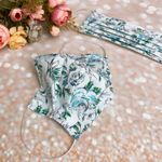Baby Blue Floral Premium Cotton Face Mask Multiple Photo 1