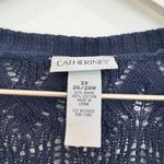 Catherines  Open Knit V-Neck Cardigan Sweater Top Boho Cottage Blue Plus Size 3X Photo 2