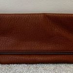 Lulus Brown Leather Foldover Hand Clutch Women’s bag w/ gold chain strap Photo 0