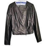 BAILEY 44 Anthropologie Women’s Black Faux Leather Zip Up Layered Jacket Size 10 Photo 0