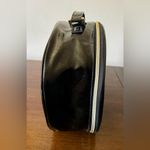 Lancome Paris Black Faux  Leather Round Travel Cosmetic Bag Train Case Photo 4