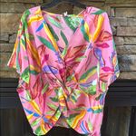 Umgee  Tropical Floral Multicolor relaxed fit oversized silky blouse Photo 2