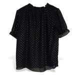 J.Crew  Black Gold Dot Sheer Puff Sleeve Smocked Neck Blouse Top Size M Photo 3