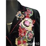 Cache  Black Velvet Elaborate Textured Embellished Lined Jacket NWT New $288 Photo 5