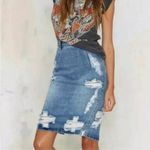 One Teaspoon Free Love Jean Skirt Ford Distressed Photo 3