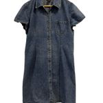 Y2K Vtg NY Denim Shirt Midi Dress, Size 16 Blue Photo 0