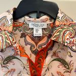Rachel Zoe  Orange Multicolor Paisley Button Up Dress Top Photo 5