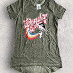 WONDER WOMAN Women's Olive Green Rainbow Graphic T Shirt Size Medium NEW NWT Photo 0