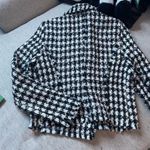 House of Harlow 1960 Houndstooth‎ Tweed Double Breast Cropped Blazer Jacket Wool Black Photo 5
