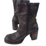 Skechers Vintage 90's Y2K Chonky Boots Womens 7.5 Brown Mid Calf Zip Square Toe Photo 2