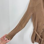 Pendleton  Ribbed Knit Cardigan Belted Long Sleeve V Neck Tan Silk Cotton Blend Photo 6