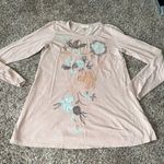 Lavish LOGO Legacy Soft Pink Floral Embroidered Long Sleeve Top Sz XS Photo 0