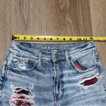 American Eagle  High Rise 90s Boyfriend Distressed Jeans Plaid Patches - 2 Short Photo 7
