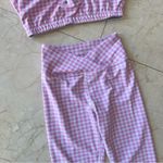 Year Of Ours  Pink/White Checkered Leggings Sport Bra Set Photo 2