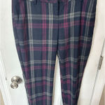 EXPRESS plaid dress pants purple and black stylish work attire skinny size 4R Photo 0