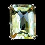 VINTAGE Emerald Cut Green Amethyst Solitaire Gemstone Sterling Silver Ring Sz 7 Photo 1