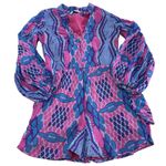 Kahindo Romper Womens‎ Medium Blue Pink Printed Kisumu V Neck Cotton Photo 1